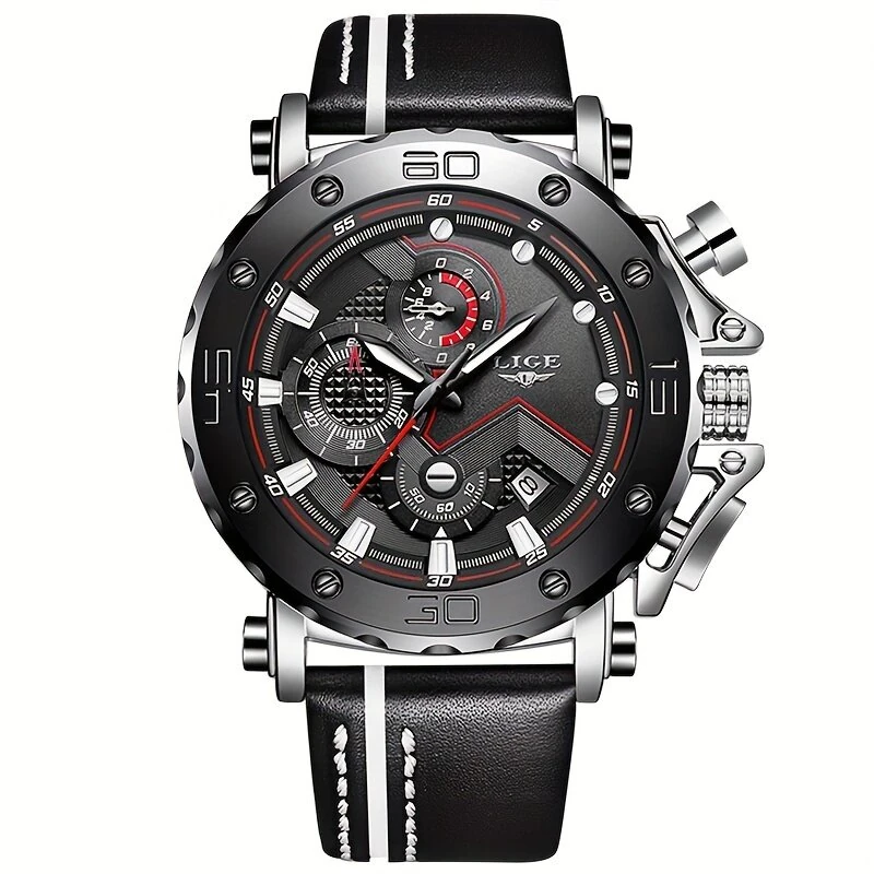 (image for) LIGE Men's Luxurious Fashion Quartz Watch Calendar Multifunction Waterproof Watch Chronograph Sport Wristwatch