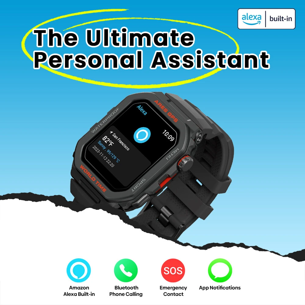 (image for) [World Premiere]Zeblaze Ares GPS Rugged 1.75 inch HD 3 ATM Detailed Health and Wellness Insights bluetooth Calls Assistant Smart Watch
